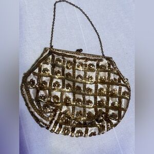 Gorgeous antique sequence stitching on hand purse with chain